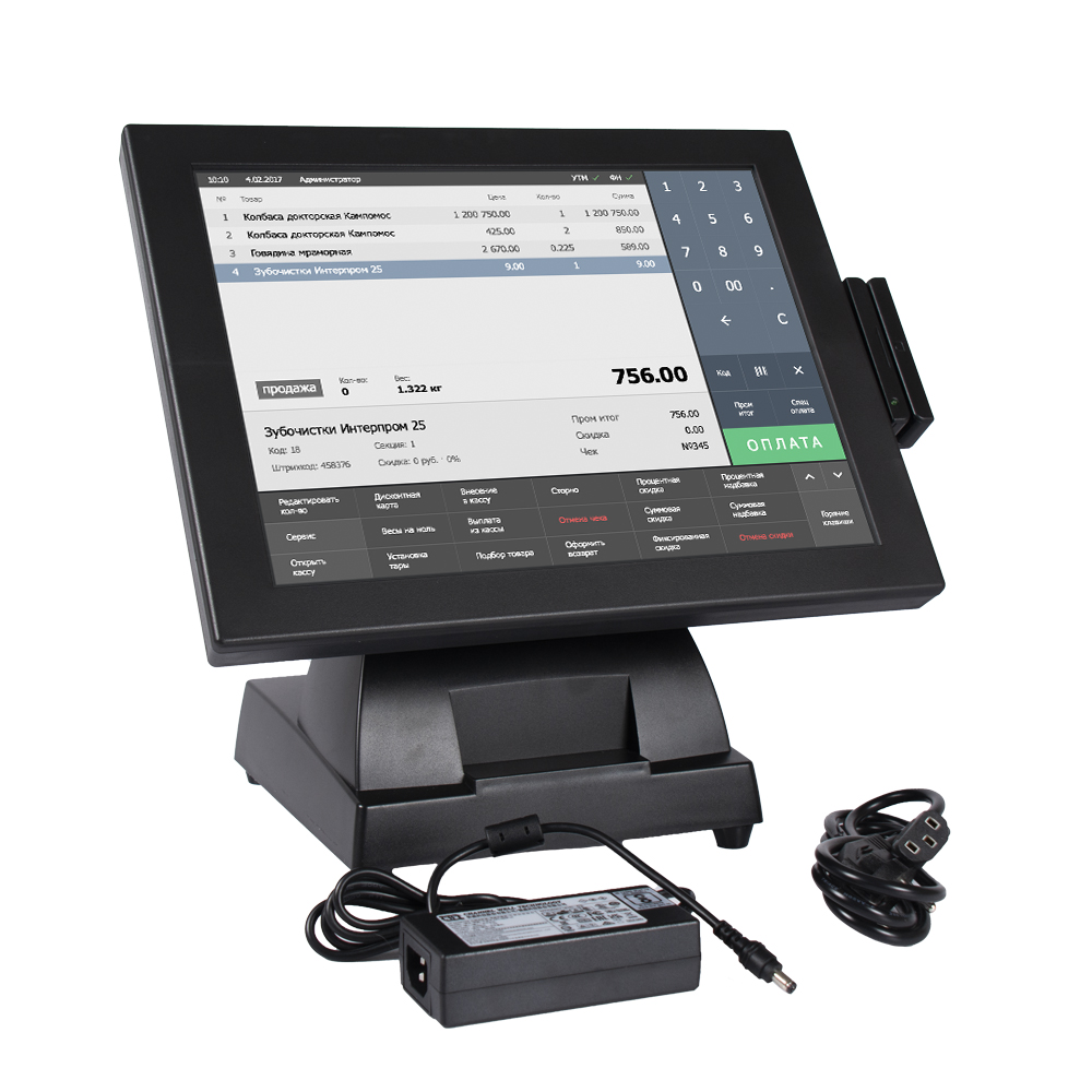 Сенсорный моноблок POSCenter START-2V2 (15", Resistive, J3455, RAM 8Gb, SSD M2 128Gb, MSR)